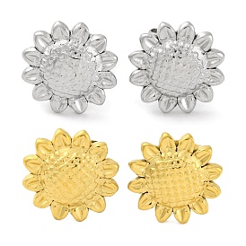 304 Stainless Steel Sunflower Stud Earrings