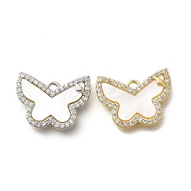 Латунные микро проложить кубического циркония подвески, без кадмия, без никеля и без свинца, с подвесками из ракушек, бабочка