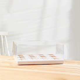 Caja de pastel de papel, rectángulo con compartimento 12 y tapa de ventana transparente, caja de embalaje de cupcakes de panadería