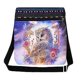 DIY Diamond Painting Handbag Kits, Including Canvas Bag, Resin Rhinestones, Pen, Tray & Glue Clay, Owl