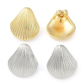 Rack Plating Shell shape Brass Stud Earrings for Women, Long-Lasting Plated, Lead Free & Cadmium Free