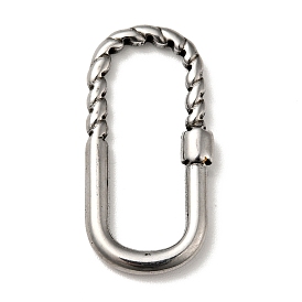 Tibetan Style 304 Stainless Steel Linking Rings, Oval Locking Carabiner Shape
