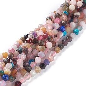 Natural Mixed Gemstone Beads Strands, Round, Faceted