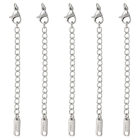 5шт 304 удлинитель цепи из нержавеющей стали, концевые цепочки с застежками-карабинами и овальными язычками для цепочек