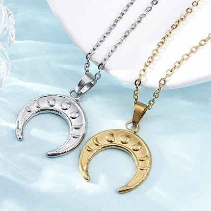 Двойной рог 304 ожерелья с подвеской из нержавеющей стали, ионное покрытие (ip)