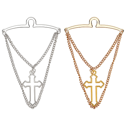2шт. 2 цвета латунный мужской крестик-подвеска на цепочку для галстука, аксессуары для зажимов для галстуков