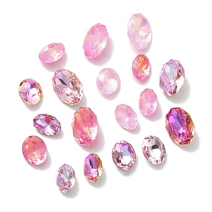 Стеклянные стразы кабошоны, точка назад и задняя пластина, граненые, овальные