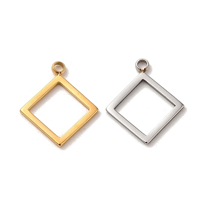 304 подвески из нержавеющей стали, полый шарм в форме ромба