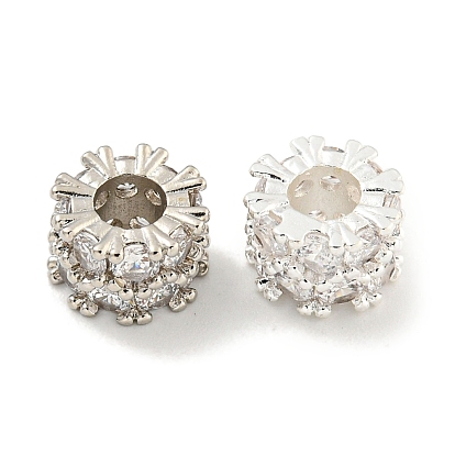 Brass Cubic Zirconia Beads, Long-Lasting Plated, Lead Free & Cadmium Free, Column