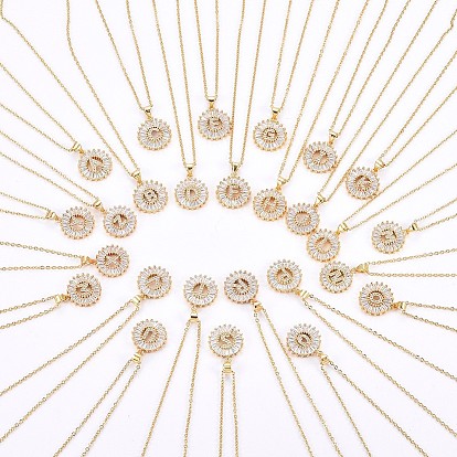 Подвеска-колье с инициалом из латуни, украшенная микропаве из кубического циркония., с 304 цепи из нержавеющей стали, плоские круглые с письмом ~ г