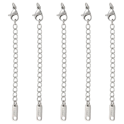 5шт 304 удлинитель цепи из нержавеющей стали, концевые цепочки с застежками-карабинами и овальными язычками для цепочек