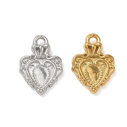 304 charmes en acier inoxydable, breloques en forme de cœur de style baroque