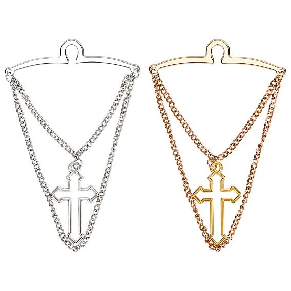 2шт. 2 цвета латунный мужской крестик-подвеска на цепочку для галстука, аксессуары для зажимов для галстуков