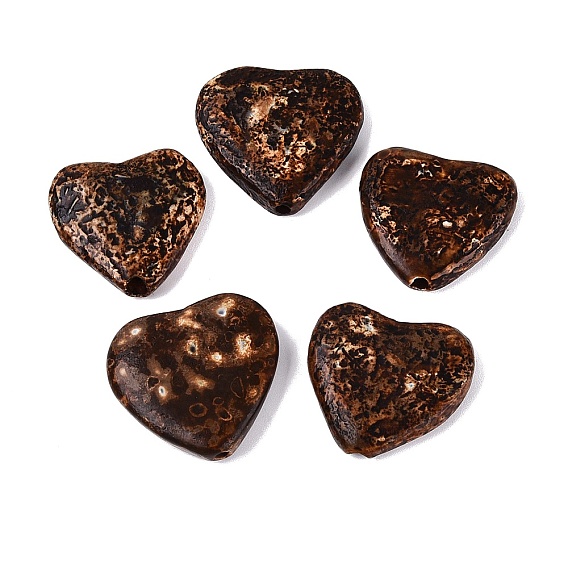Natural Tree Bark Agate Beads, Heart