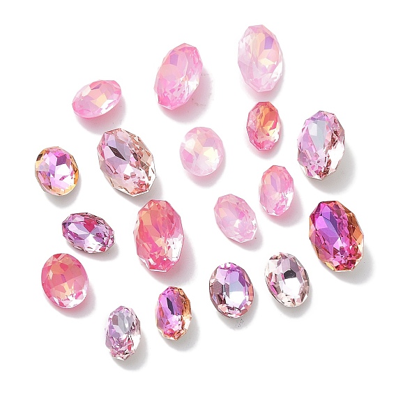 Стеклянные стразы кабошоны, точка назад и задняя пластина, граненые, овальные