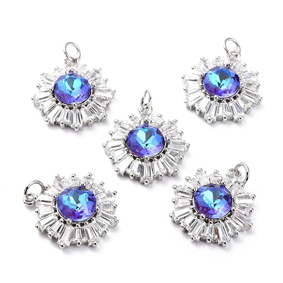 Латунные микро проложить кубического циркония подвески, долговечный, настоящий 18 k позолота со стеклом, снежинка