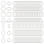 175Pcs 7 Styles Brass Linking Rings, Oval Triangle Square, Mixed Shapes