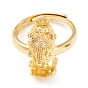 Brass Cubic Zirconia Adjustable Ring Components, Claw Prong Ring Settings, Long-Lasting Plated, Cadmium Free & Lead Free, Chinese Dragon