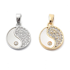 Латунные микро проложить кубического циркония прелести, без кадмия, без никеля и без свинца, с оболочкой, инь-ян