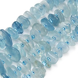 Природные Аквамарин бисер нитей, самородки, с бисером