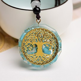 Fashionable and versatile handmade resin epoxy crystal gravel pendant turquoise gravel crystal necklace pendant