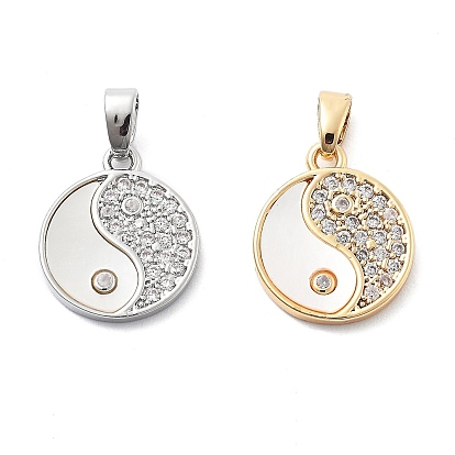 Латунные микро проложить кубического циркония прелести, без кадмия, без никеля и без свинца, с оболочкой, инь-ян