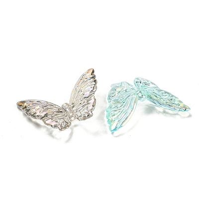 Abalorios de acrílico transparentes, efecto de concha de imitación, mariposa