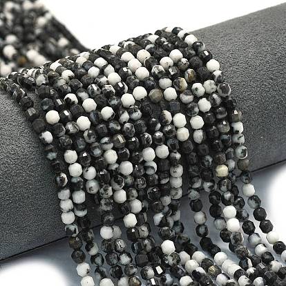 Природные зебры яшмы бисер нитей, энергетическая призматическая огранка с двойными концами бусины, граненые двухконусные