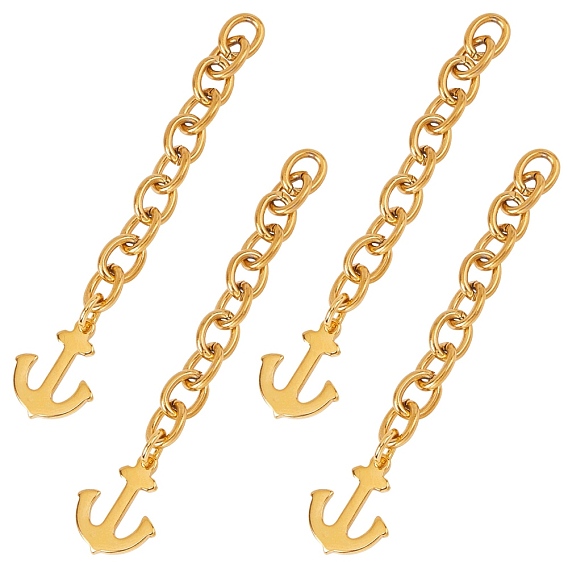 304 Stainless Steel Chain Extender, with Anchor Charms