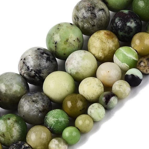 Natural Serpentine Beads Strands, Smooth Round