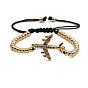 Boho Copper Airplane Bracelet with Zirconia Stones - Handmade Valentine's Day Gift for Her