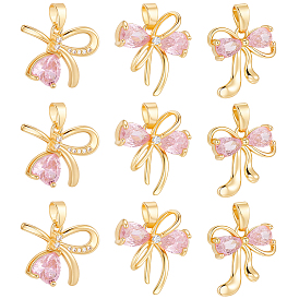 12 шт. 3 кулоны из латуни с микропаве и кубическим цирконием, бантом прелести