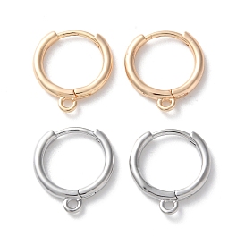 Rack Plating Brass Huggie Hoop Earring Findings, Long-Lasting Plated