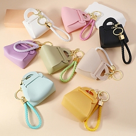 Imitation Leather Mini Tote Bag Keychain, Coin Purse Pocket Lipstick Bag for Women