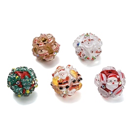 Полимерная глина, стразы, бусины со смолой, рождественская тема, для самодельных украшений и украшений для ручек