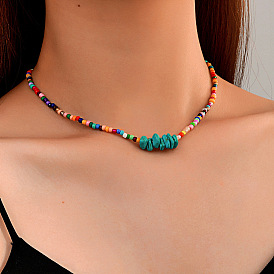 Bohemian Vintage Beaded Turquoise Choker Necklace for Women