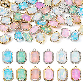 40 шт. 2 Цветной сплав с УФ-покрытием и подвесками из разноцветного стекла и стразов, прямоугольные