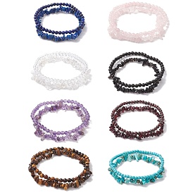 Chip & Round Gemstone Beaded Stretch Bracelets for Women