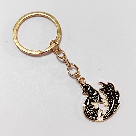 Alloy Enamel Keychain, with Alloy Split Key Rings