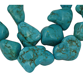 Perles synthétiques turquoise brins, teint, 19~22x14~16mm, trou, 1 mm