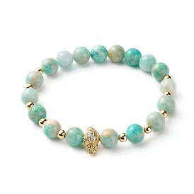 Натуральный амазонитовые браслеты простирания, с латунным микропейвом класса aaa подвески из фианита