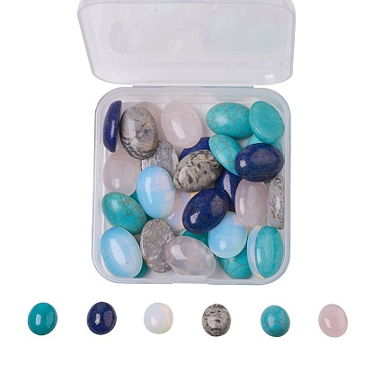 Natural & Synthetic Mixed Gemstone Cabochons, Oval