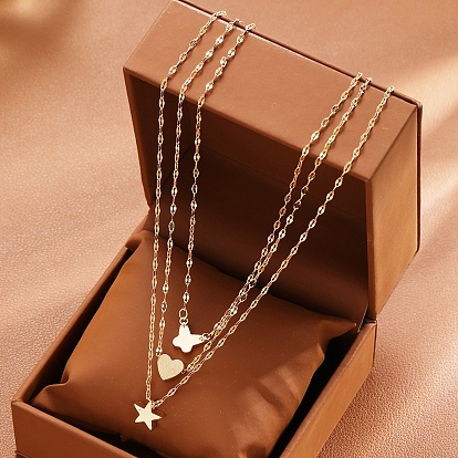 3 шт. 3 стили сплав звезда/сердце/бабочка кулон ожерелья наборы для женщин