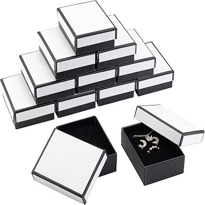 Boîte en papier, couvercle à pression, avec un tapis d'éponge, Boîte à bijoux, rectangle