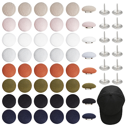 48 sacs 8 couleurs boutons plats ronds en aluminium recouvert de polyester, Bouton de remplacement pour casquette de baseball en forme de champignon, platine