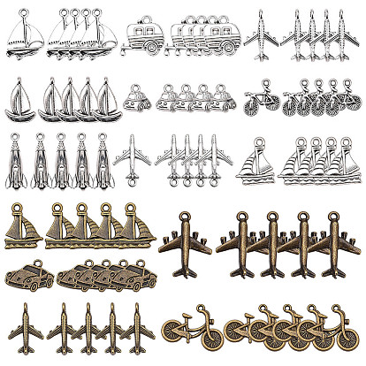 Tibetan Style Alloy Pendants, Vehicle Theme, Mixed Shapes
