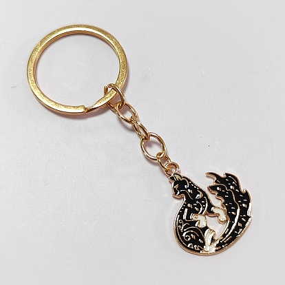 Alloy Enamel Keychain, with Alloy Split Key Rings
