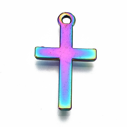 Rainbow Color Alloy Tiny Cross Charms, Cadmium Free & Lead Free
