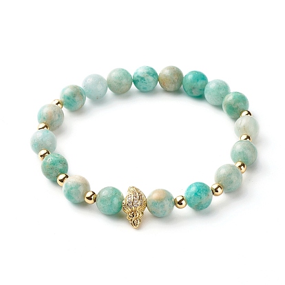 Натуральный амазонитовые браслеты простирания, с латунным микропейвом класса aaa подвески из фианита