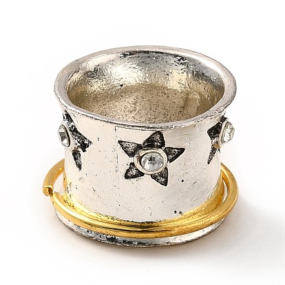 Rotatable Star Alloy Finger Ring with Crystal Rhinestone, Gothic Chunky Ring for Calming Worry Meditation
